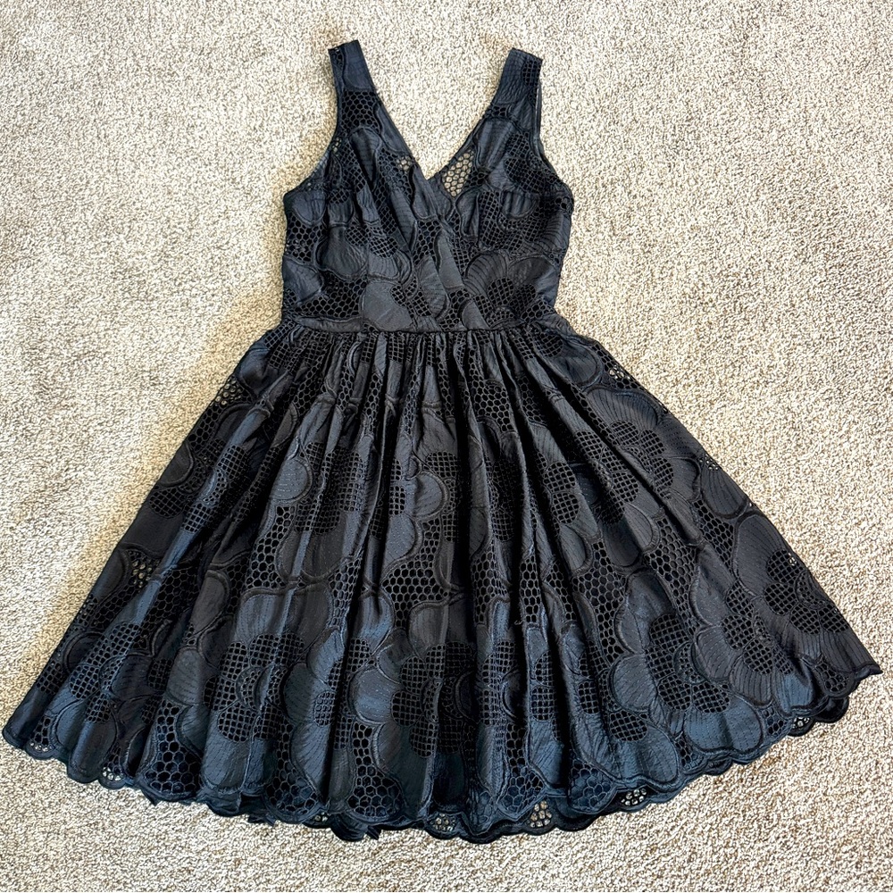 Tracey Reese Black Eyelet Cocktail Dress - Sz: 4